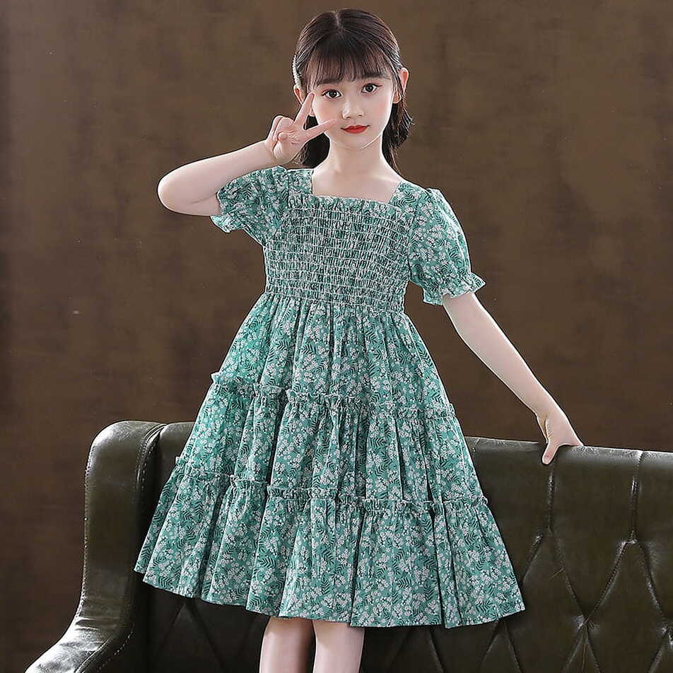 2023 Spring New Arrival Girls Short Sleeve Floral Dress Kids ...