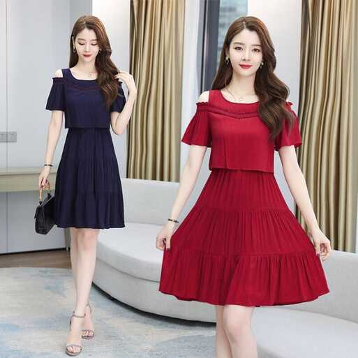 2023 Summer Korean Elegant dress vintage Solid Strapless O-neck ...