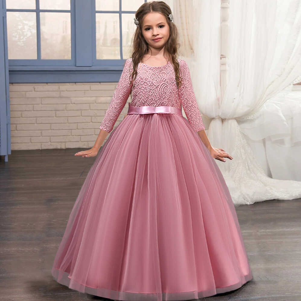 2023 Summer Long Sleeve Bridesmaid Kids Dresses For Girls Elegant ...