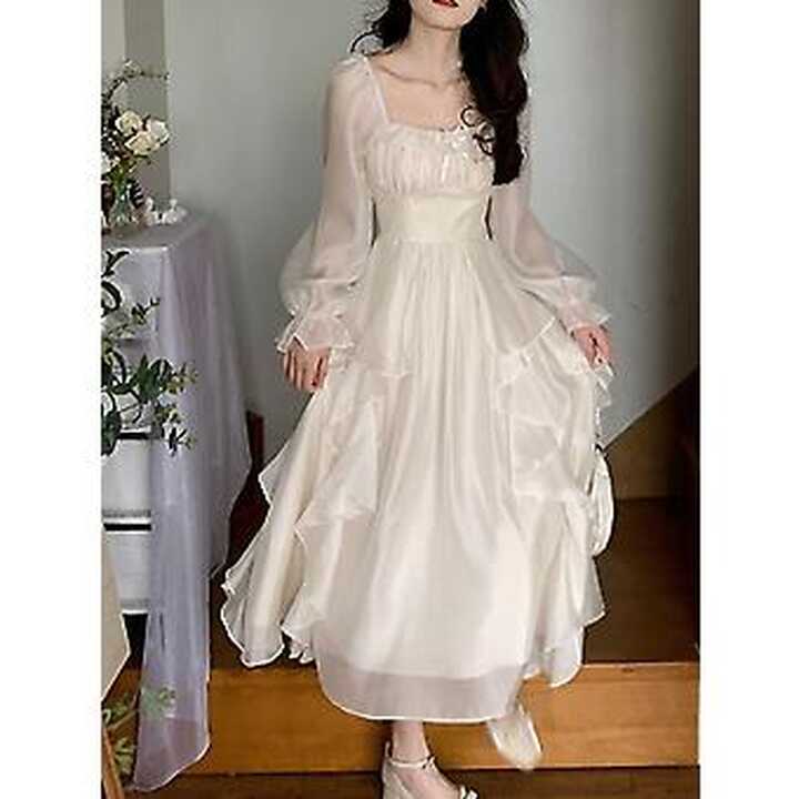 2023 Summer Pink Chiffon Vintage Fairy Dress Women Korean Style ...