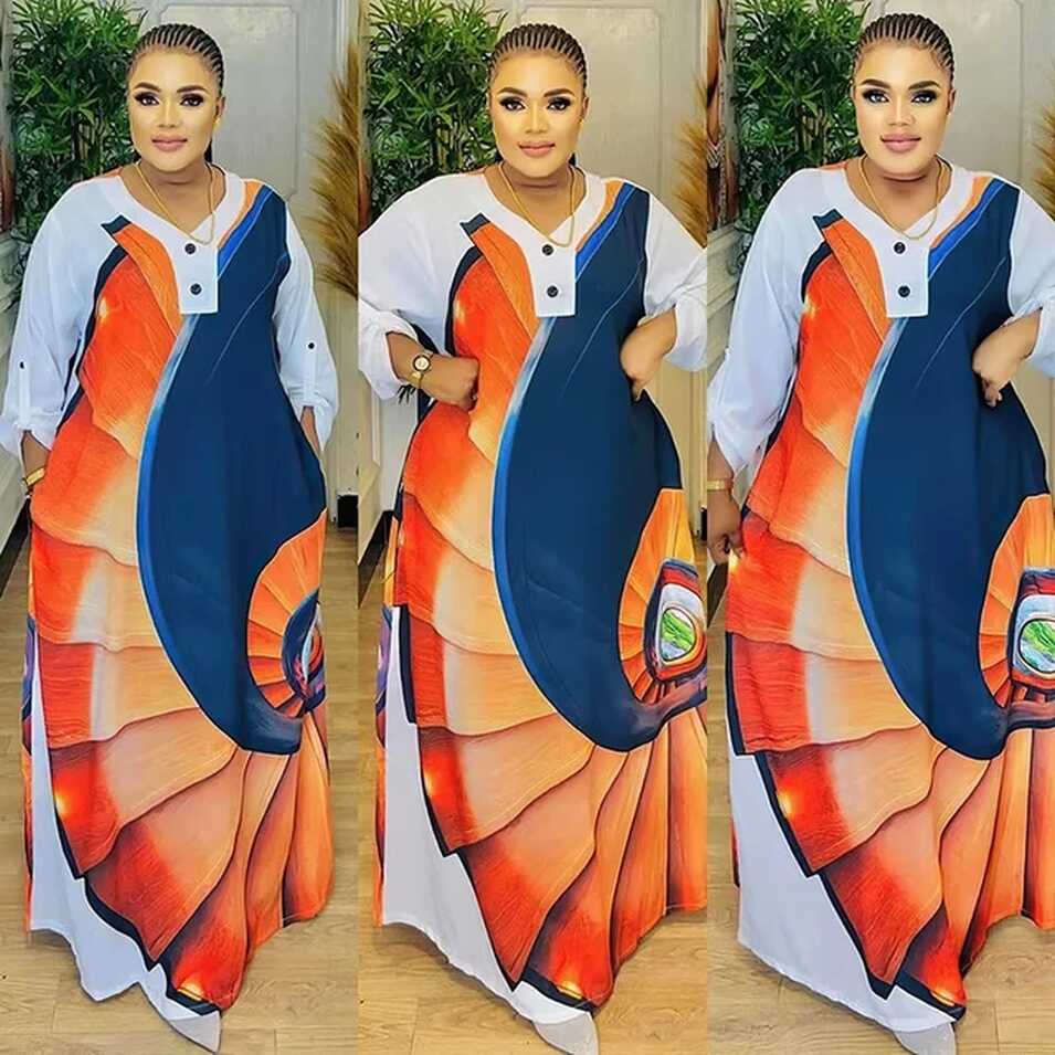 2024 Plus Size African Dresses for Women Muslim Fashion Boubou ...