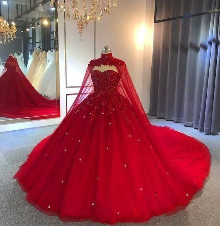 2024 Red Ball Gown Wedding Dresses Crystals Sweet 16 Quinceanera ...