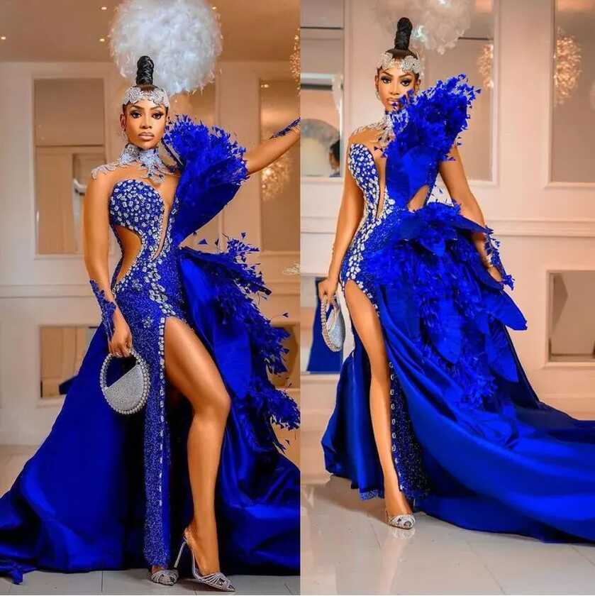 2024 Royal Blue High Neck Royal Blue Prom Dresses For Black Girls ...