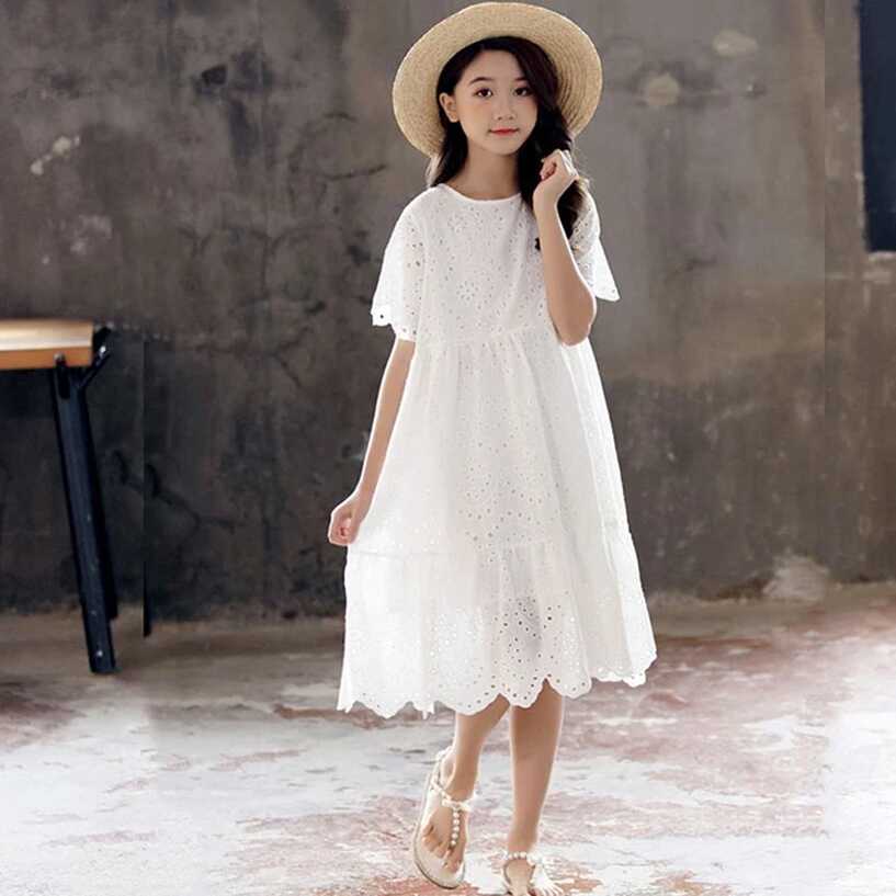 2024 Summer hollow Dresses White kid baby party mesh princess ...