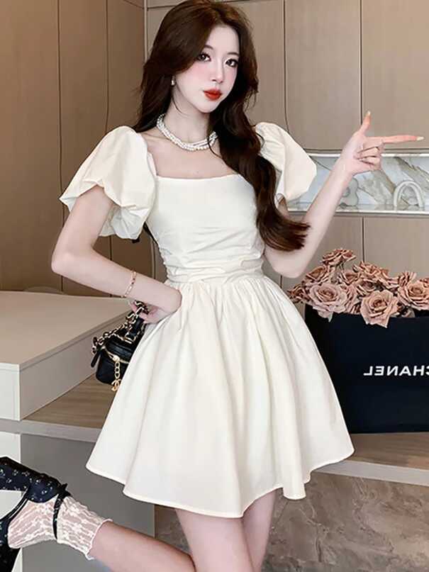 2024 White Chic Pleated Sexy Chest Wrapping Dress Women Short ...