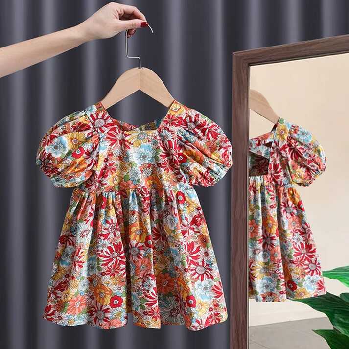 25 Styles Floral Printed Cotton Chic Princess Dress 1-5 Years Old ...