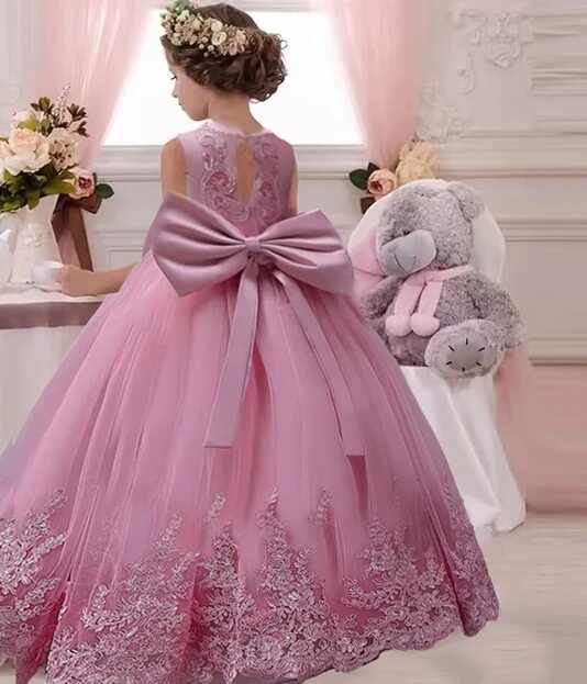 3-12 year old children&#39;s dress embroidered bow lace lace wedding ...