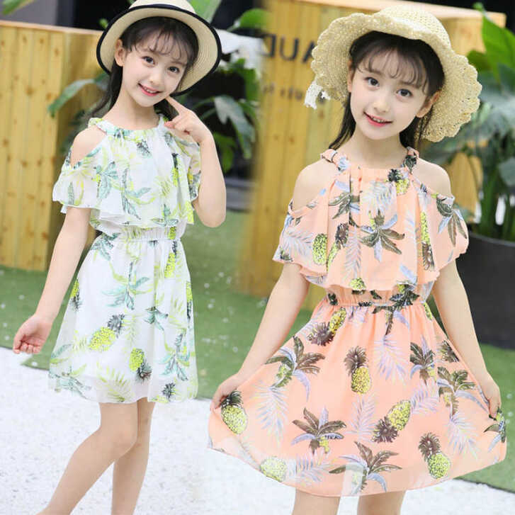 3-14 Years Clothes For Girls Summer Fashion Chiffon Floral Print ...