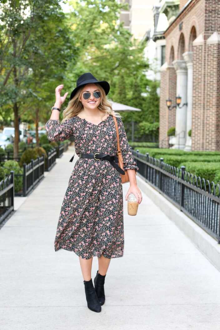 3 Ways to Style a Floral Midi Dress This Fall — bows &amp; sequins ...