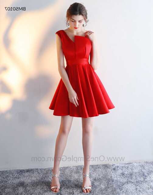 4 Color Fashion Satin A line Short Dress Dinner Dress ...