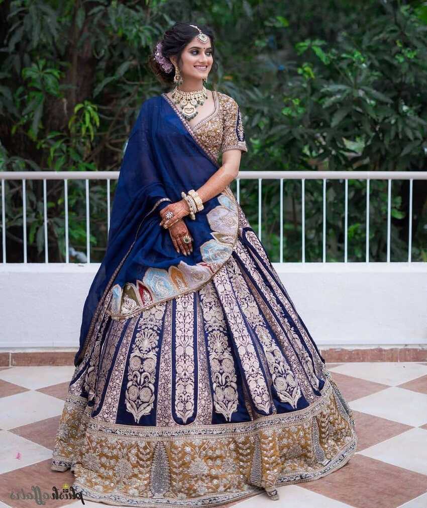 55 Blue Bridal Lehenga - Bride in Blue - Wedding | Reception | Fusion