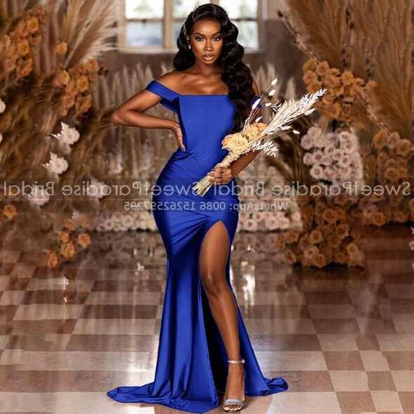 59.59US $ 22% OFF|Thigh High Split Royal Blue Bridesmaid Dresses ...