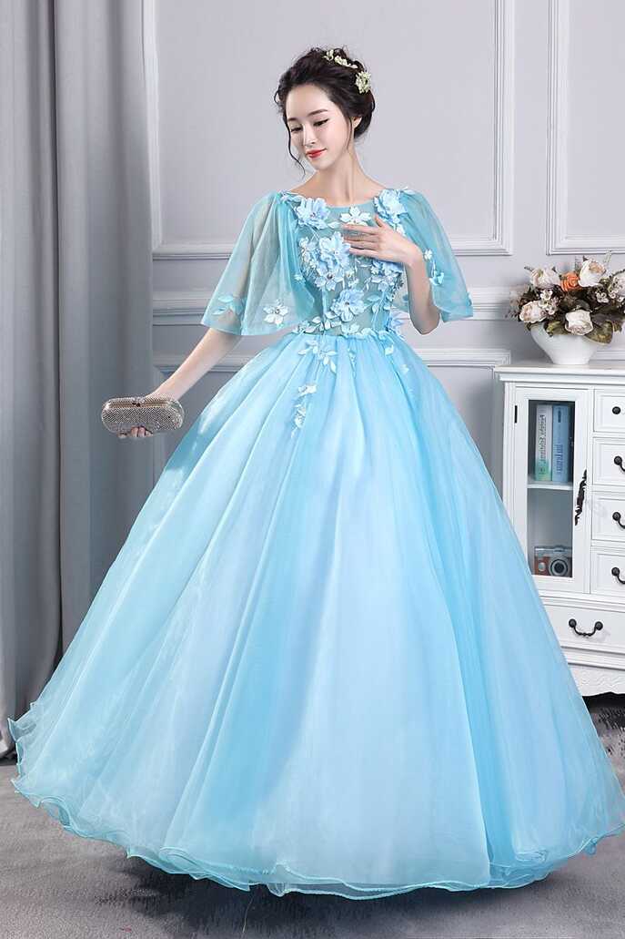 89.88US $ |Light Blue Buttfly Sleeve Long Medieval Dress ...