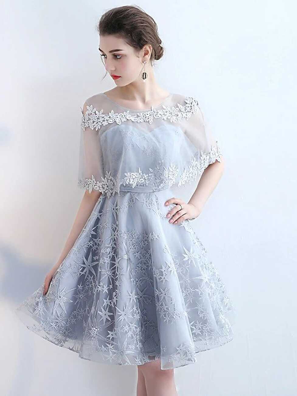 A-Line Minimalist Elegant Party Wear Cocktail Party Dress Jewel ...