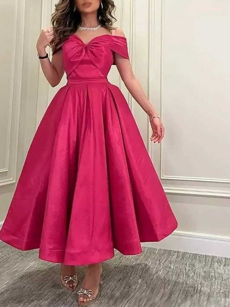 A-Line Prom Dress Elegant Wedding Guest Dress Summer Ankle Length ...