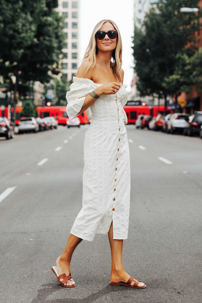 A Stylish White Midi Dress to Wear for Summer - Fashion Jackson