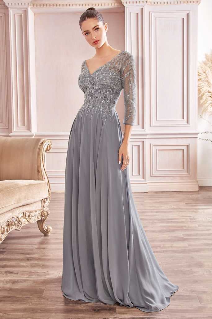 A-line Classy Long Sleeves Chiffon Evening Dress La Divine CD0171 ...