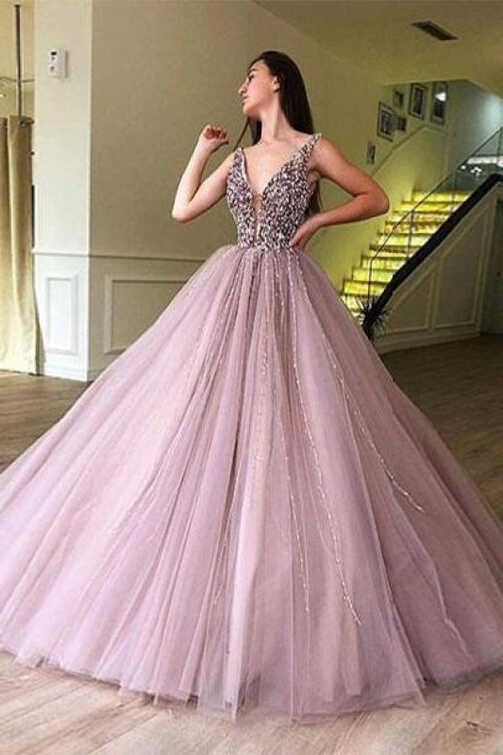 A-line Elegant Sparkly Two Piece Long Prom Dresses Cheap - Bridelily