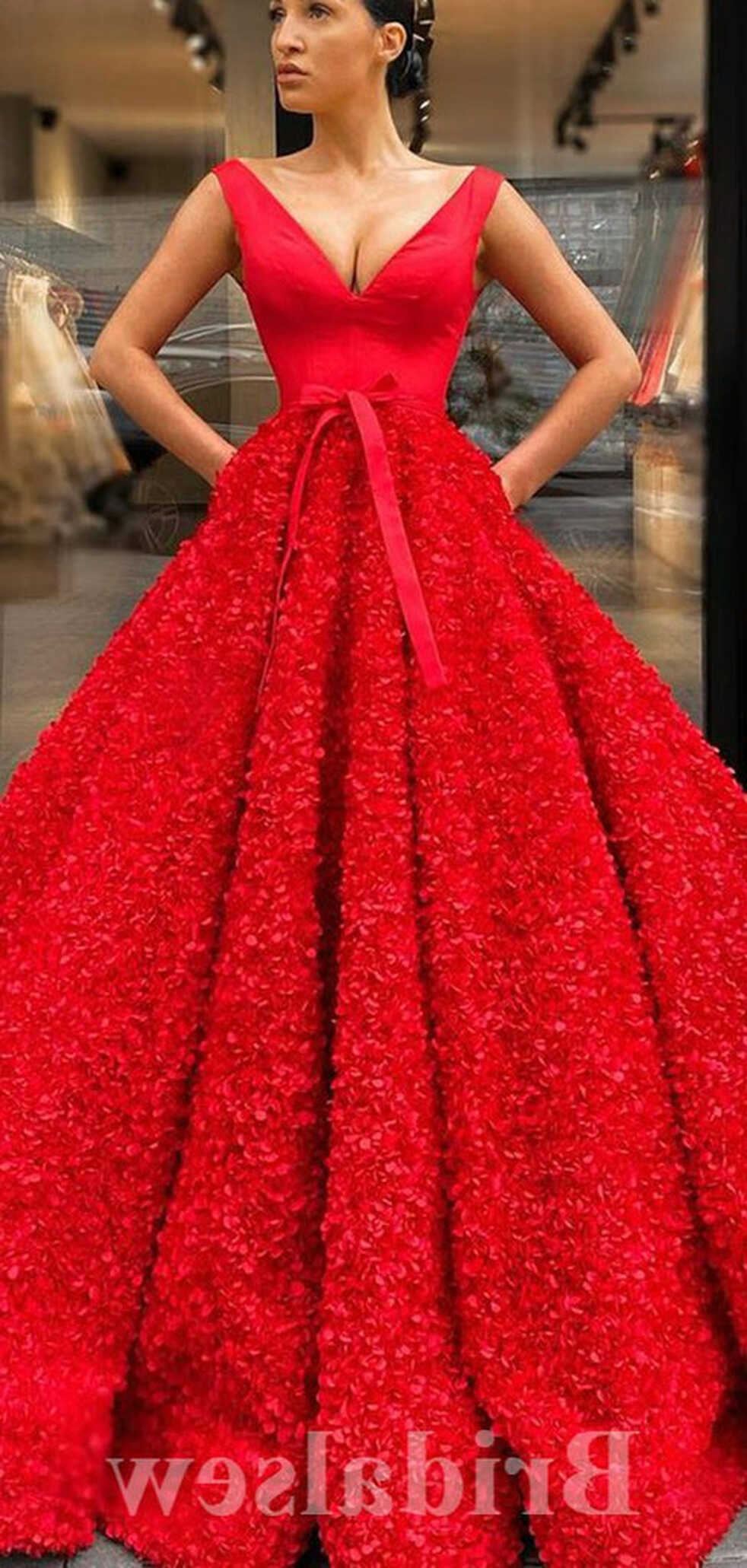 A-line Red Gorgeous Unique Strapless Satin Elegant Modest Long ...