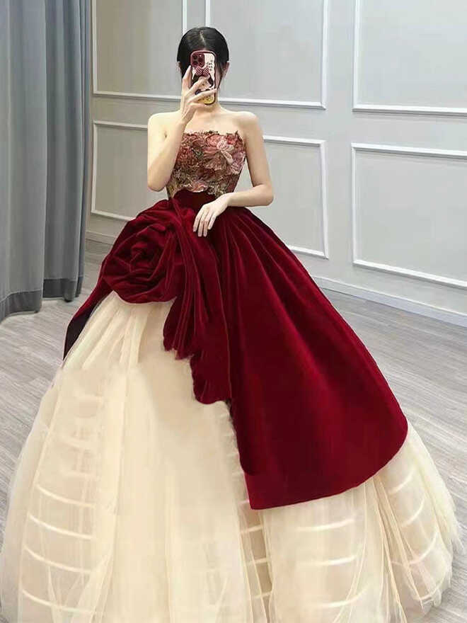 A-line Unique Design Vintage Garden Long Wedding Dresses, Bridal ...