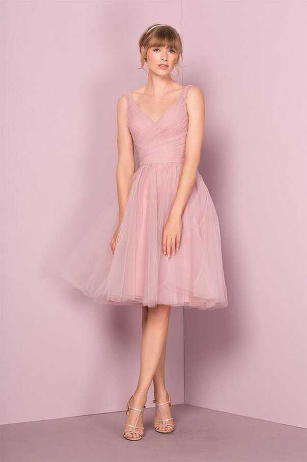 A-line V Neck Knee Length Pink Homecoming Dress Short Prom Dresses ...