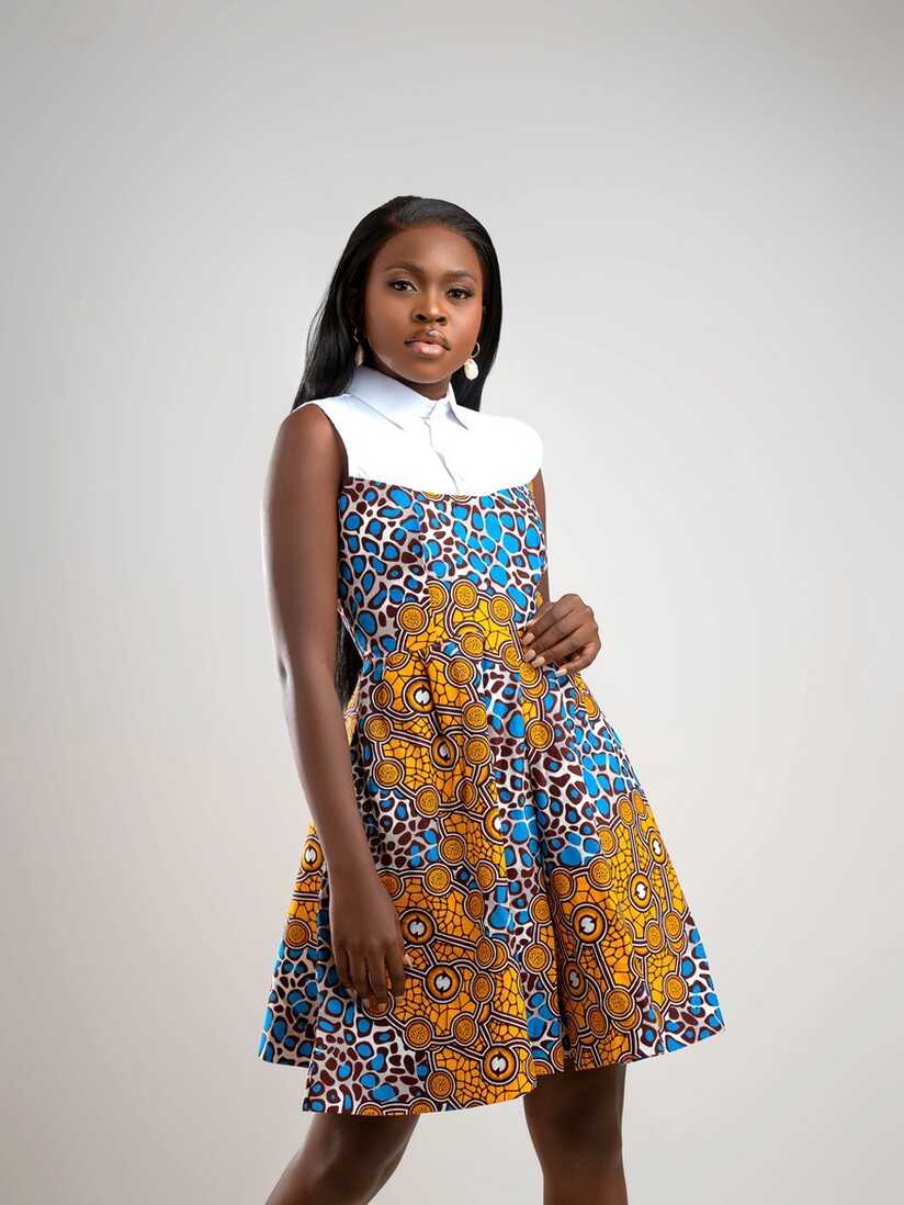 AFRICAN PRINT TWO TONE KUTABA DRESS by etnica - Short dresses - ANKA