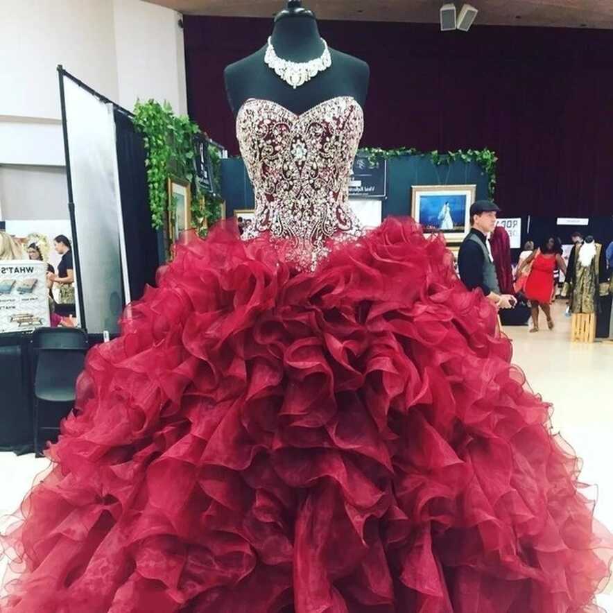 ANGELSBRIDEP Burgundy Ball Gown Quinceanera Dresses Vestidos De 15 ...