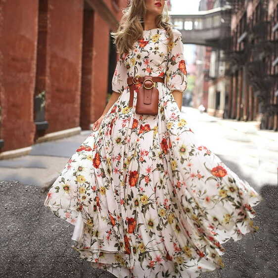 APEXFWDT Womens Boho Spring Summer Dresses 2024, Floral Print ...