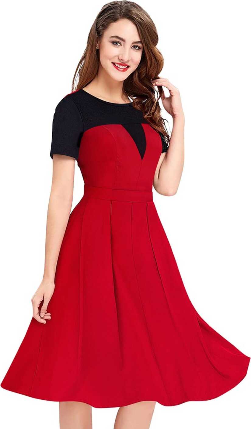 AROLIMA Women Fit and Flare Red Dress - Buy AROLIMA Women Fit and ...