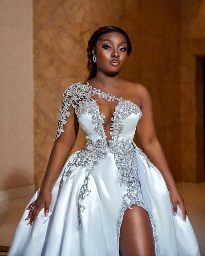 ASO EBI African High Split Wedding Dress Overskirt With Beaded ...