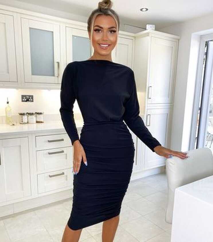 AX Paris Black Ruched Long Sleeve Bodycon Dress | New Look