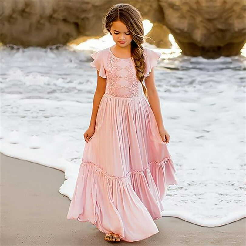 Aayomet Dresses For Girls Kids Girls Casual Maxi Floral Dress Long ...