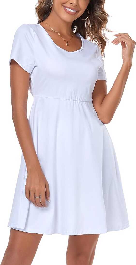 Absttith Women&#39;s Short Sleeve Dress Knee Length Summer Casual ...