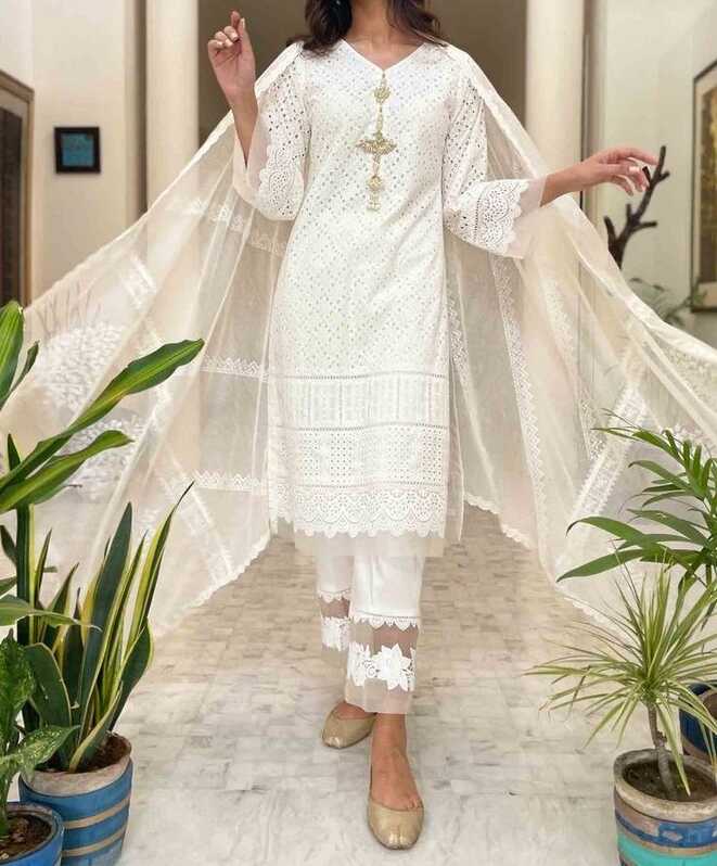 Aesthetic White Dress Design| White Kurti/Suit/Frock Designs ...