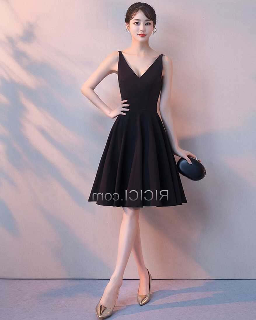 Affordable Knee Length Plunge Black 2019 Sleeveless Little Black ...