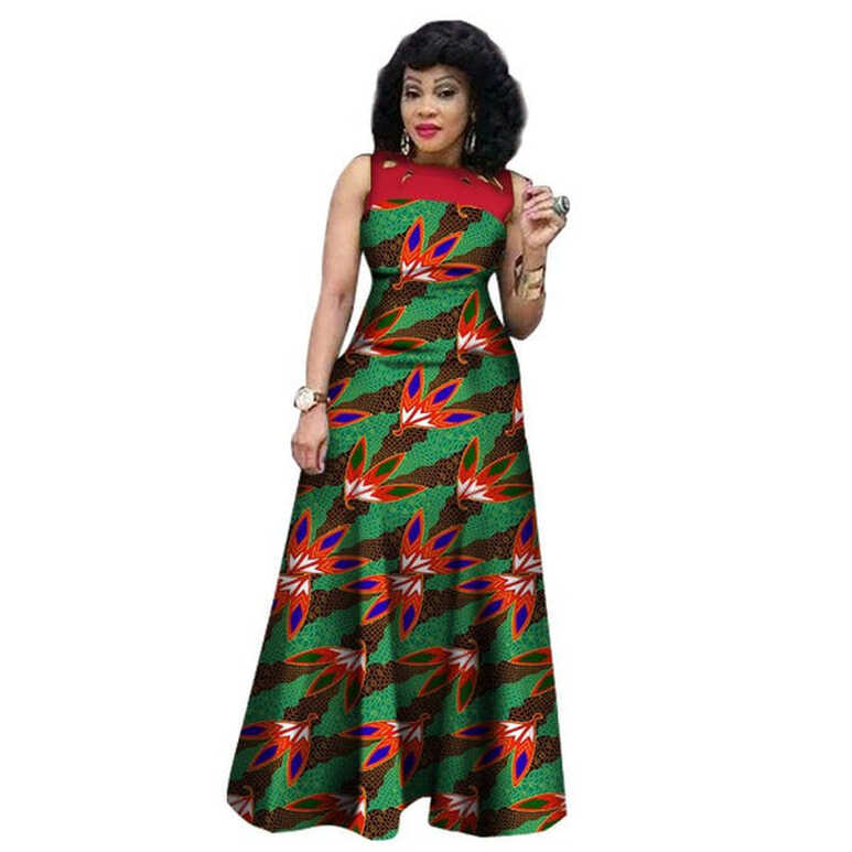 African Clothing Sleeveless Sexy Long Dress Women Cotton Print ...