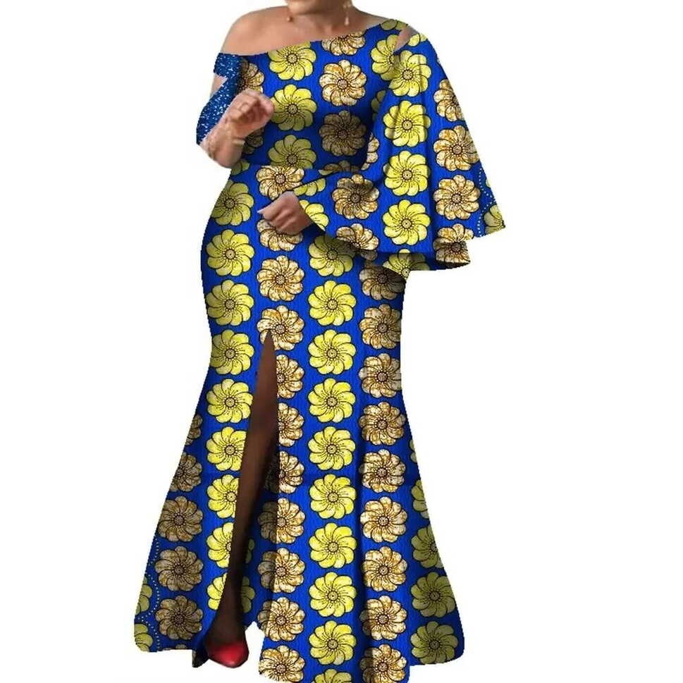 African Dresses For Plus Size Women 4XL One Sleeve Clothing WY8237 ...