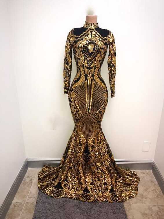 African Evening Dresses, Black And Gold Formal Dresses, Robe De ...