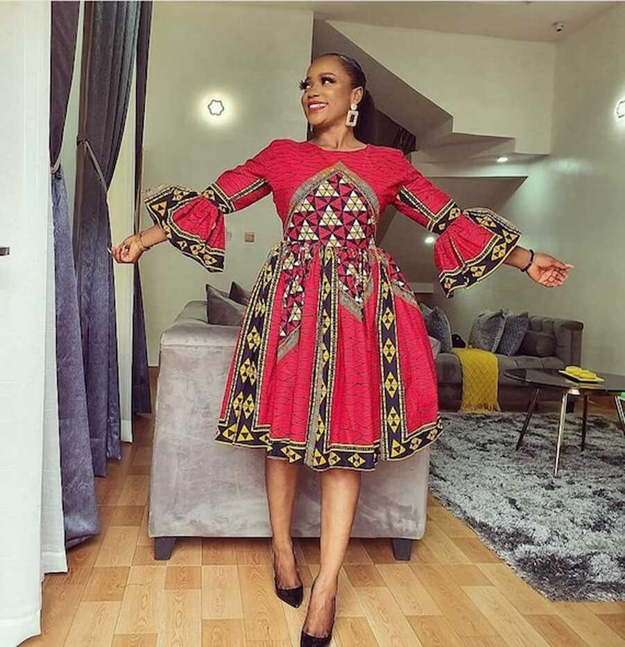 African Knee Length Midi Dress, Ankara Dress, Ankara Fit and Flare ...