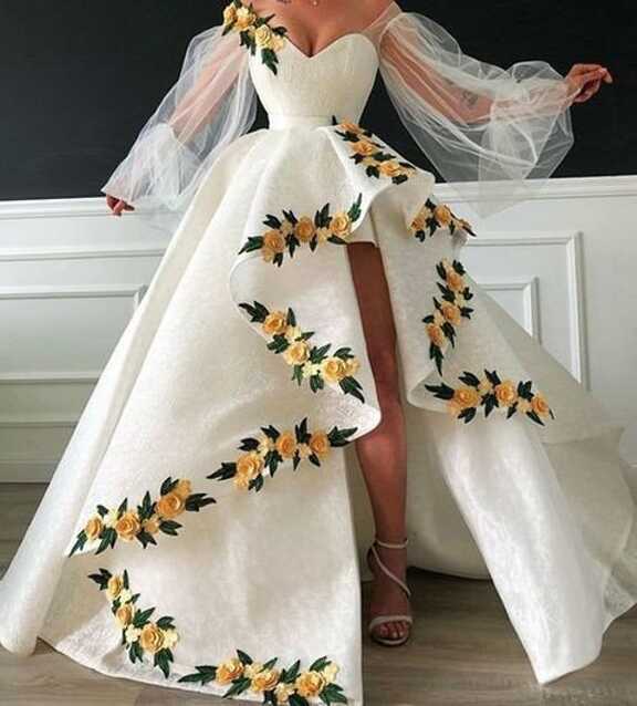 African White Floral Wedding Dress, African Mermaid Wedding Dress ...