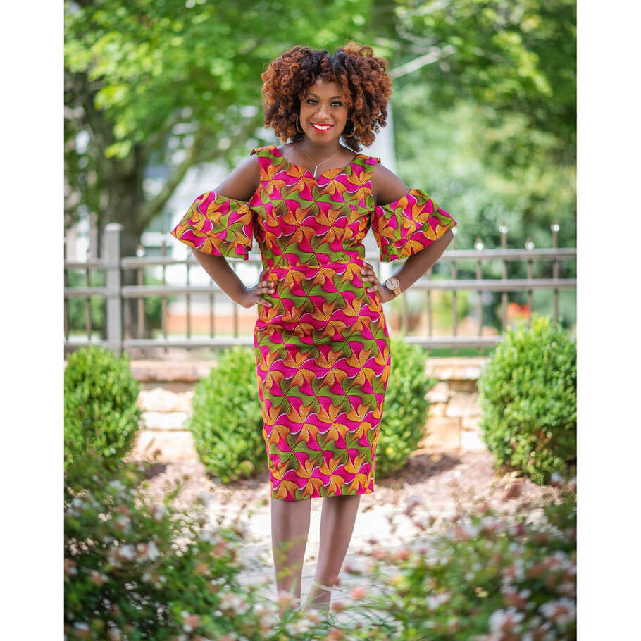 Afriyie cold shoulder flare sleeves dress – Awura&#39;s Wardrobe