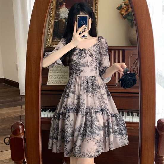 Alibhw summer dress for women puff sleeves dress dress for ...