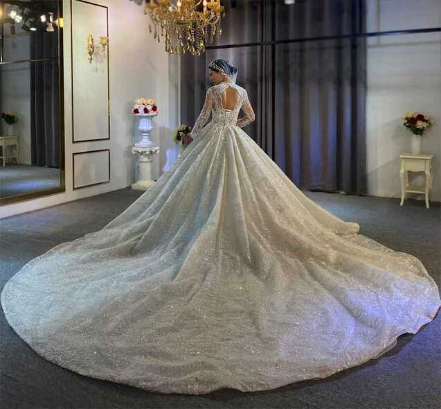 All Pearl Beaded Luxury Couture Ball Gown Wedding Dress Long ...