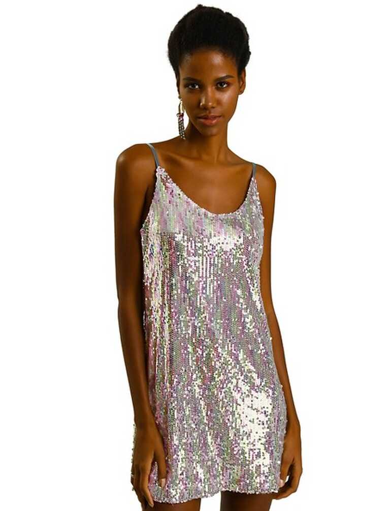 Allegra K Women&#39;s Glitter Sequin Spaghetti Strap V Neck Party ...