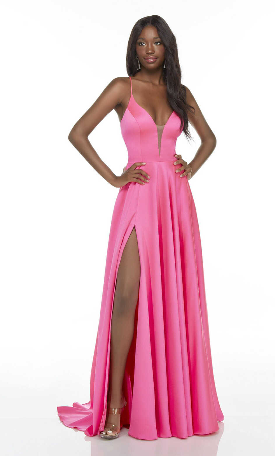 Alyce Paris 1722 Plunging Neck Flowy Long Slit Formal Dress