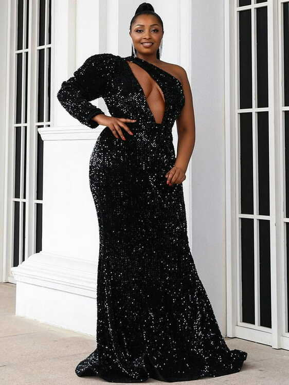 Amazing-Snazzy Black Sequin Women&#39;s Elegant Cloth, Plus Size Women ...