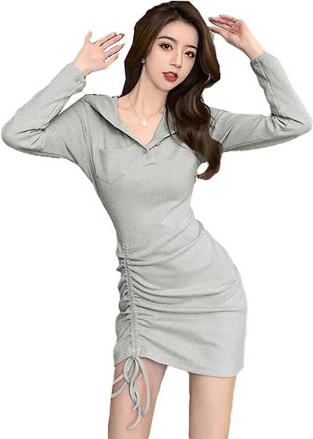 Amazon.co.jp: Above Knee Dress, Women&#39;s, Sweet, Korean Style ...