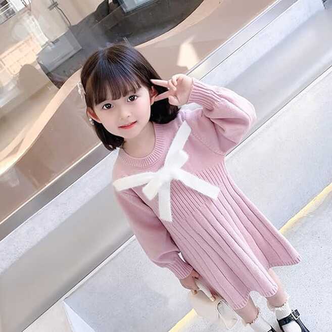 Amazon.co.jp: Children&#39;s Clothes, Dress, Girls, Knit Dress, Girls ...