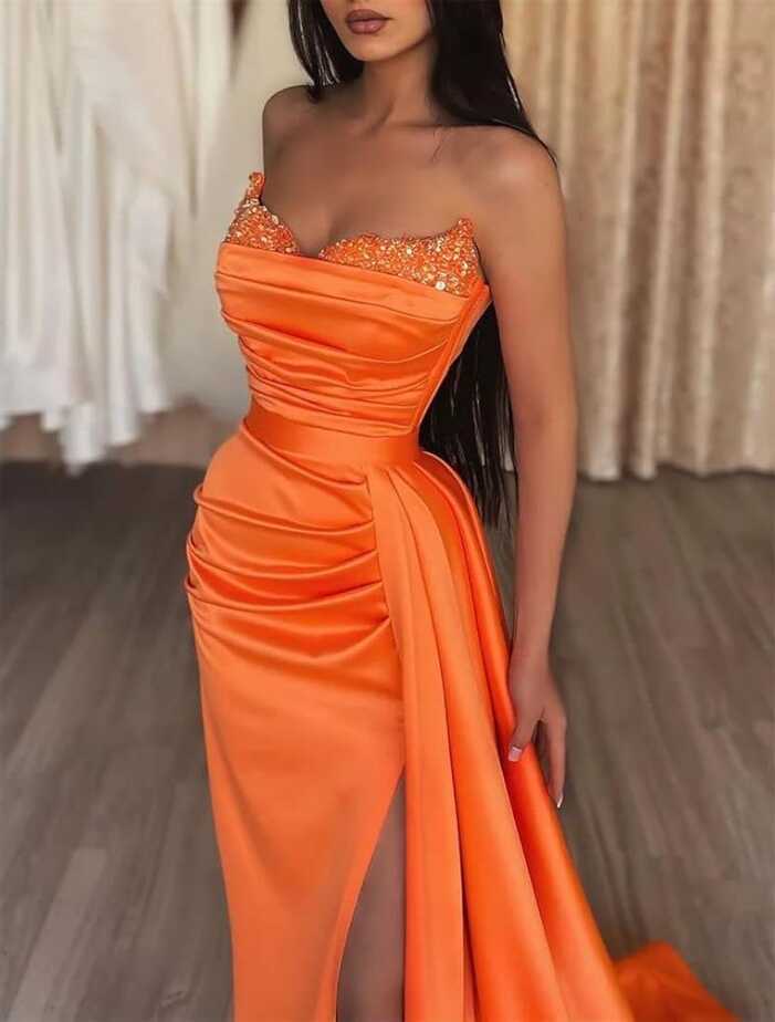 Amazon.com: A-Line Sexy High Split Prom Formal Evening Dress ...