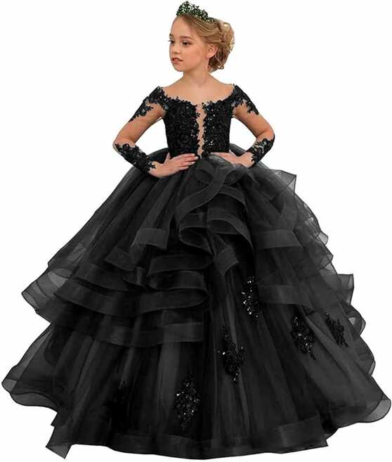 Amazon.com: ADNEVT Princess Long Sleeve Flower Girl Dresses ...